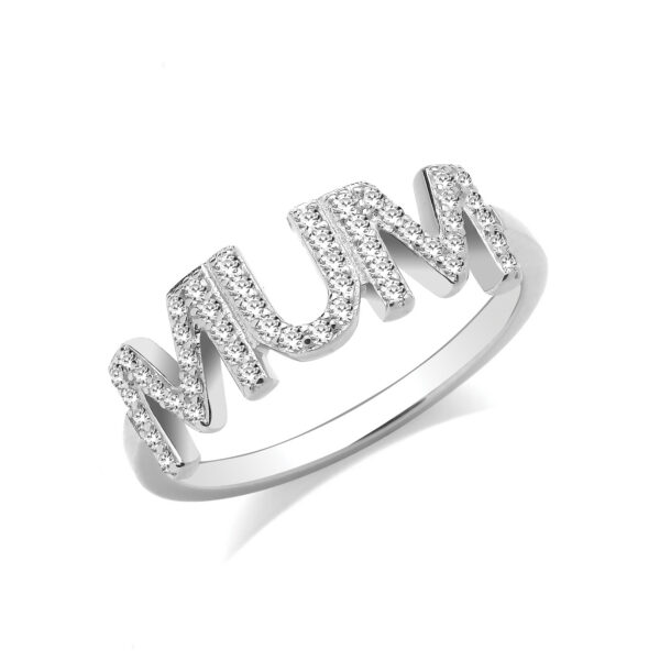 Silver MUM CZ Ring