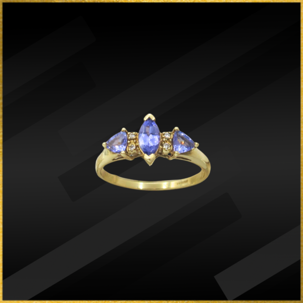 9 carat yellow gold tanzanite and diamond ring