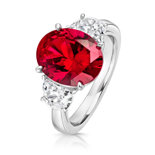 silver red cubic zirconia ring