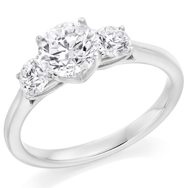 lab grown diamond trilogy three stone ring