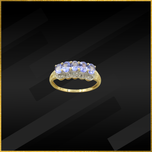 9 carat yellow gold tanzanite and diamond ring