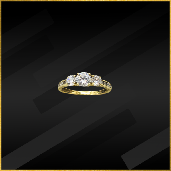 9 carat yellow gold cz dress ring