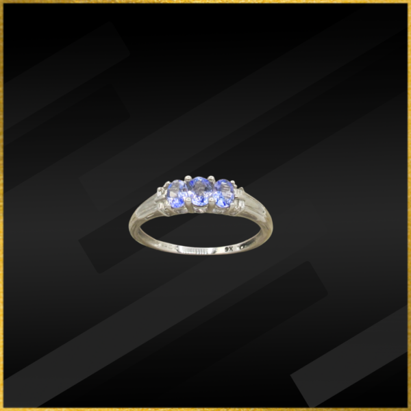 9 carat white gold tanzanite and diamond ring