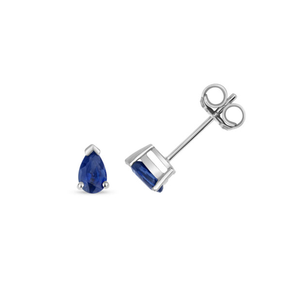 9 carat white gold sapphire pear shape stud earrings