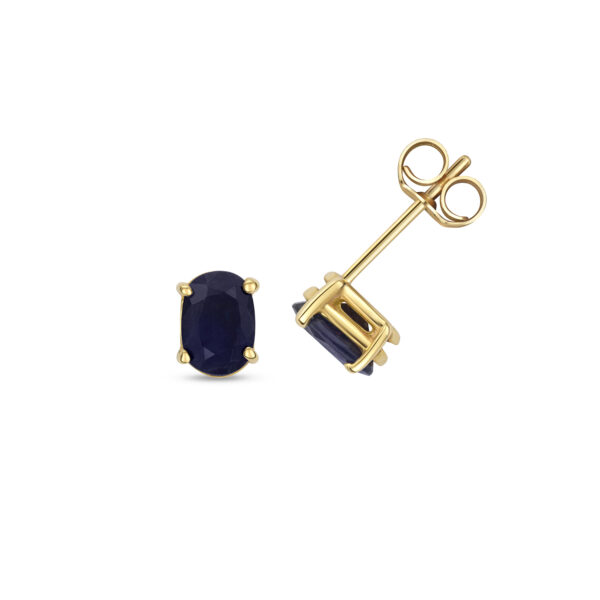 9 carat yellow gold sapphire oval stud earrings