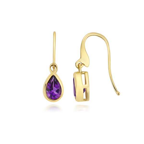 9 carat yellow gold amethyst drop earrings