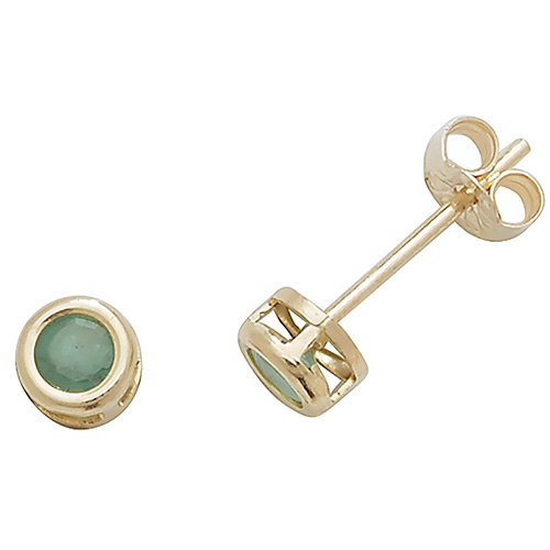 9 carat yellow gold emerald stud earrings